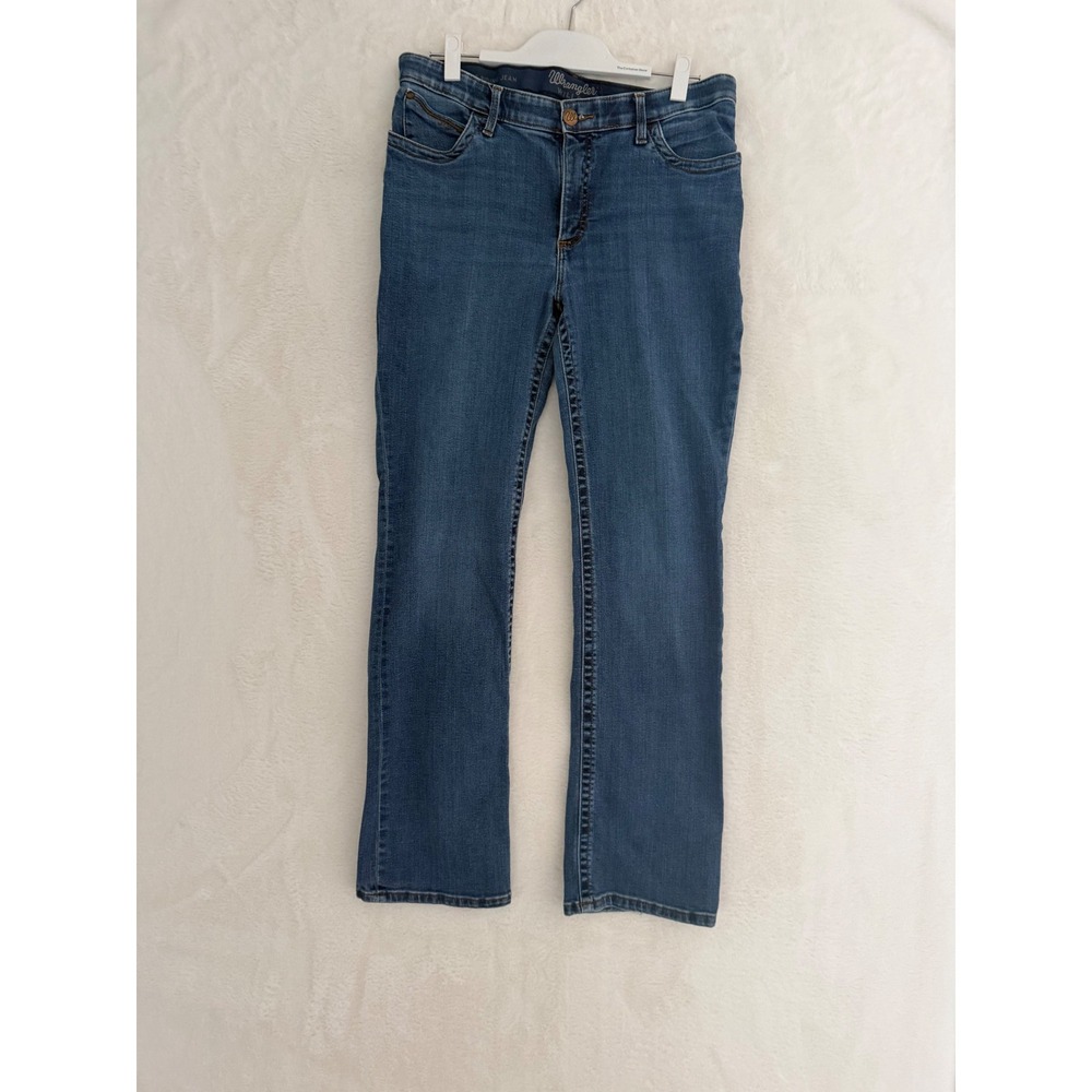 Wrangler Willow Mid Rise Straight‎ Leg Jeans Medium Wash Blue Denim Womens 30x31